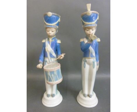 Two Lladro figures of a drummer and a bugle player