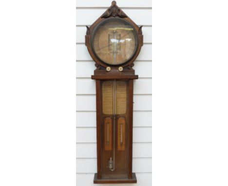A Royal Polytechnic Admiral Fitzroy barometer with unusual double pointer design, by Joseph David and Co, London, the card di