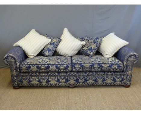 A large upholstered sofa, made in Worcester, original purchase price £5,000. Length 250cm