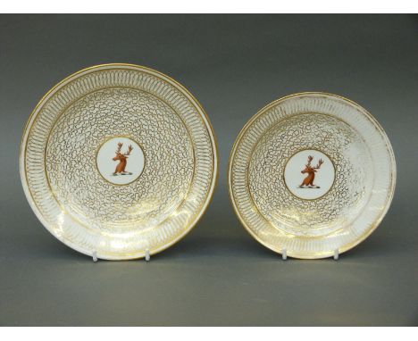 Two Chamberlains Worcester armorial plates, largest 22cm diameter