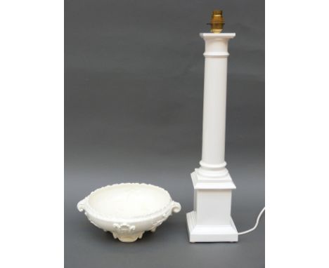 Royal Worcester pedestal bowl, 22.5cm diameter and lamp base, 53cm tall
