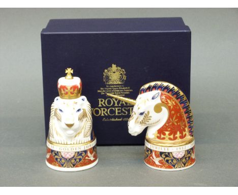 Royal Worcester limited edition candle snuffers Lion and Unicorn, in box with certificate of authenticity
