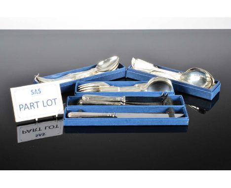 A part modern canteen of silver cutlery from United Cutler's of Sheffield, the fiddle and shell pattern set comprising four t