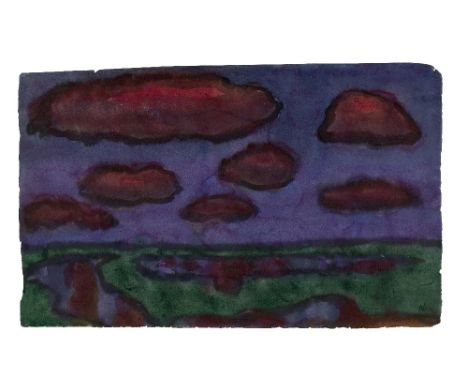 EMIL NOLDE (1867-1956)Marschlandshaft mit roten Wolken  signed 'Nolde' (lower right)watercolour on Japon paper30.3 x 48.5cm (
