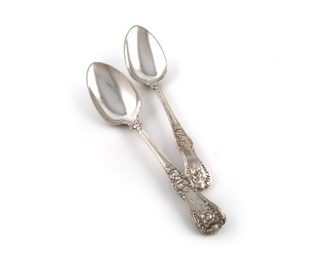 A pair of William IV silver Old England pattern tablespoons, by Jonathan Hayne, London 1832, the reverse of the bowl with aco