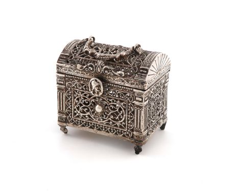 A 19th century Dutch silver marriage casket, with import marks for London 1887, importer's mark of B H Joseph &amp; Co. recta