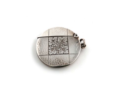 By Omar Ramsden and Alwyn Carr, an Edwardian Arts and Crafts silver vesta case, their mark overstriking another, Birmingham 1
