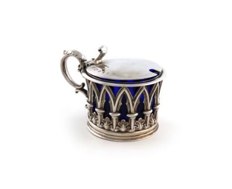 An early Victorian silver mustard pot, by Henry Wilkinson and Co., Sheffield, date letter worn, probably 1837, circular form,
