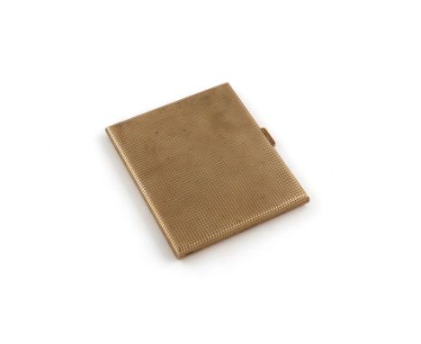 A modern silver 9 carat gold cigarette case, maker's mark KW conjoined, London 1968, rectangular form, engine-turned decorati