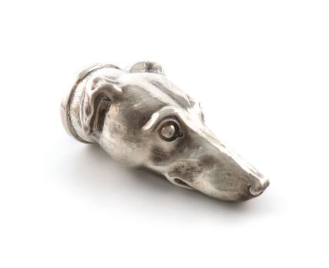 A William IV silver stirrup cup, by G R Collis &amp; Co., Birmingham 1835, modelled as a greyhound head, reeded rim, length 1