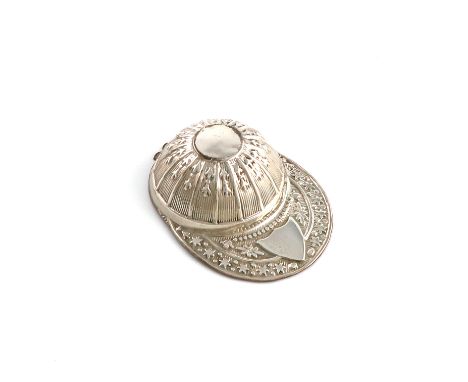 A George III silver jockey's hat caddy spoon, by Joseph Taylor, Birmingham 1799, with star and foliate decoration on a reeded