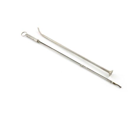 A Victorian silver candelabra  taper lighter, by S. Mordan and Co., London 1894, swirl fluted handle with a ring attachment, 
