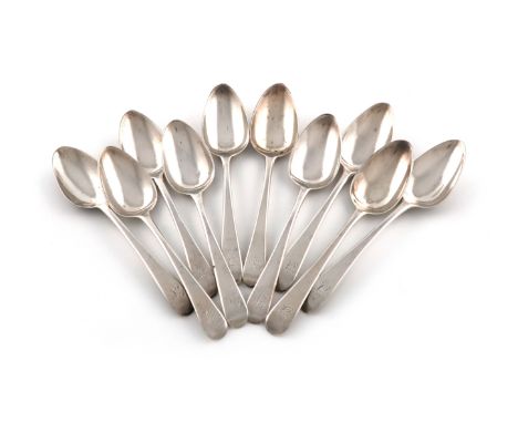 A set of ten George III silver Old English pattern teaspoons, by Thomas Wallis &amp; Jonathan Hayne, London 1809, the termina