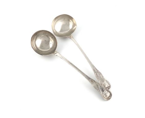 A William IV silver King's pattern soup ladle, by Mary Chawner, London 1834, the terminal with a crest, plus another King's p