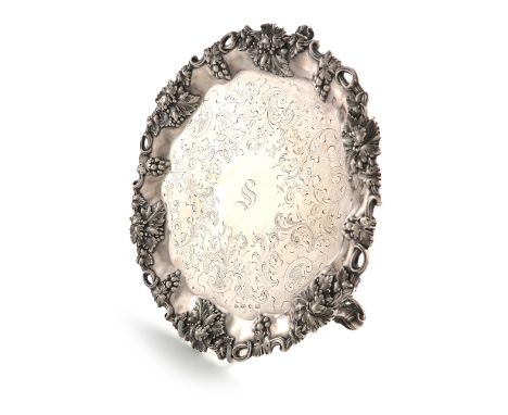 An early Victorian silver salver, by Henry Wilkinson and Co., Sheffield 1839, circular form, pierced and raised tailing vine 