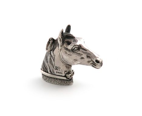 A Victorian novelty silver vesta case, by the Haseler Brothers, Birmingham 1884, modelled as a horse's head, hinged base, wit