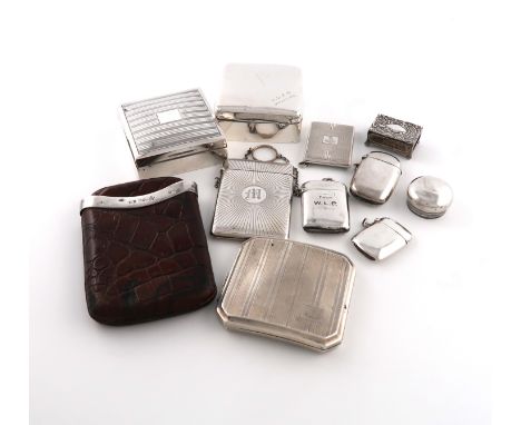 A mixed lot of silver items, various dates and makers, comprising: a card case, Birmingham 1920, rectangular form, with radia