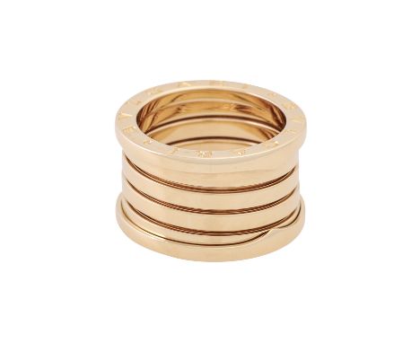 BULGARI 4-Band Ring "B.zero1", GG 18K, 12,3 gr, RW: 53 (punz.), Breite 11,5 mm, NP: 3.450 €, 21. Jh., minimale Tragespuren, i