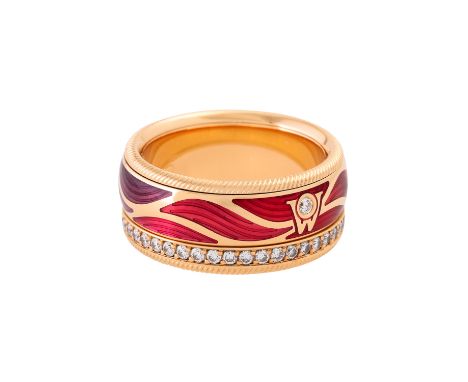 WELLENDORFF Drehring "Purple Wing", Brillanten zus. ca. 0,6 ct, sehr gute Farbe u. Reinheit, NP: 14.900 €, GG 18K, rot-rosé-v