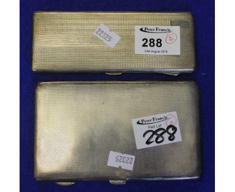 One silver engine turned cigarette case together with smaller EPNS cigarette case. (2)