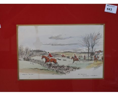 Large lacquered tray with fox hunting scene: 'Near the End'.