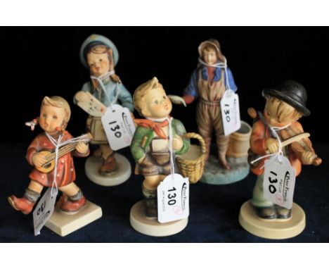 Three Goebel Hummel children figures together with two similar. (5)