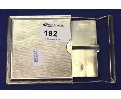 Silver engine turned cigarette case revealing twin section interior, maker's marks: R.H.J. and S. CONDITION REPORT: Good cond