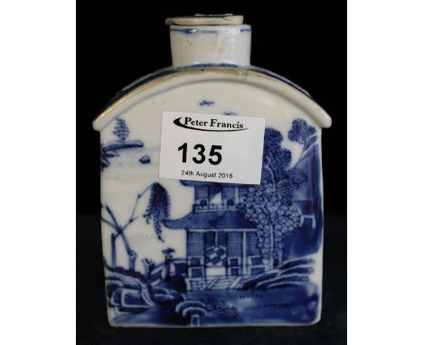 Chinese blue and white export porcelain tea caddy and cover.