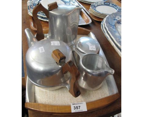 Picquot ware tea service on matching tray.
