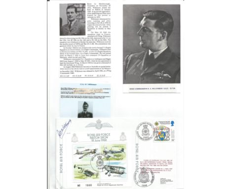 WW2 BOB fighter pilot R C Wilkinson 3 sqn signed RAF Halton cover with biography info fixed to A4 page. Single vendor Battle 