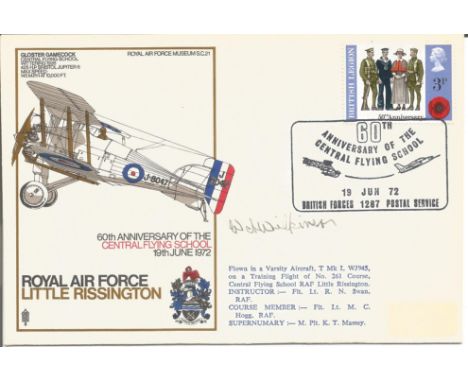 WW2 BOB fighter pilot Wilkinson, Wilfred 501 sqn signed RAF Little Rissington cover. Single vendor Battle of Britain RAF Coll