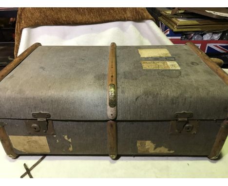 Large, impressive Cabin banded trunk 
