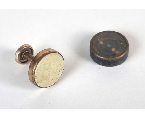 A WW2 Escape and Evasion Compass in a shirt collar stud, plus a further small escape compass (2)