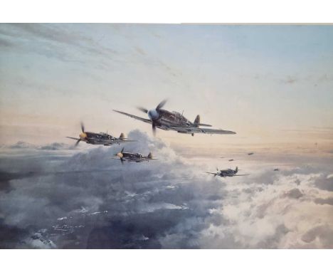 After Robert Taylor (b.1951) 'Flight of Eagles' byprint, depicting General Adolf Galland loading the JG26 Fighter Wing Me 109