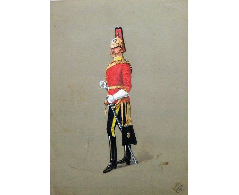Four military portrait watercolours of Dragoon OfficersC. Clarke (English School, circa 1895), An Officer of the 3rd Dragoons