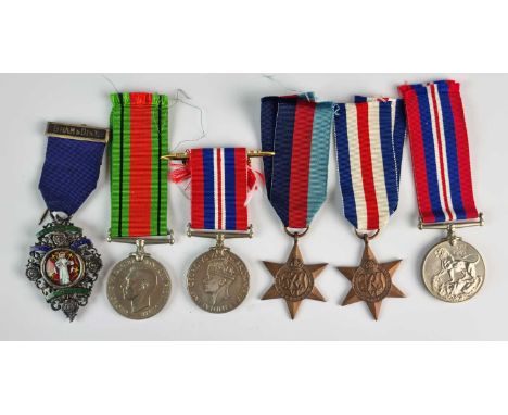 Five Second World War medals with ribbons, comprising 1939-45 Star, France and Germany Star, Defence Medal, 1939-45 War Medal