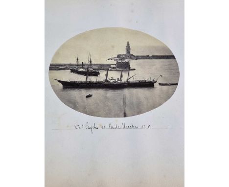 ROYAL NAVY INTEREST - A photograph album compiled by Dr Thomas Warden, circa 1860-70, comprising 68 leaves with approximately