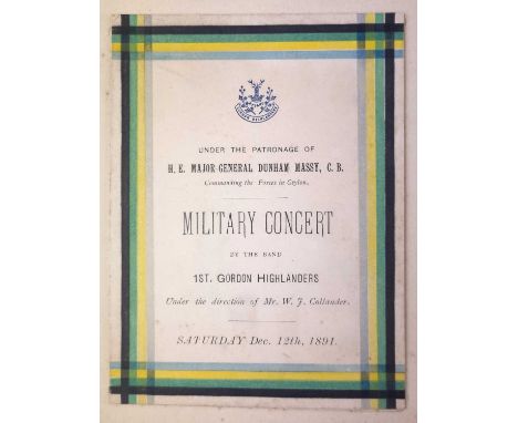 The Gordon Highlanders Military Theatricals. A group of newspaper clippings, programs and playbills collated by Captain Gordo