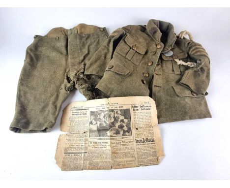 A First World War child's uniform for a Staff Sergeant of the Royal Army Medical Corps (Territorial), comprising a tunic with