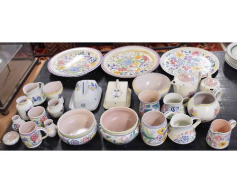 Quantity of Poole pottery table wares and hors d'oeuvres dishes, together with Poole pottery vases, (23)