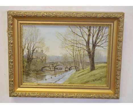 AR Keith W Hastings (born 1948), "Bishops Gate Bridge" and "Misty morning at Ormesby", pair of oils on board, both signed, 12
