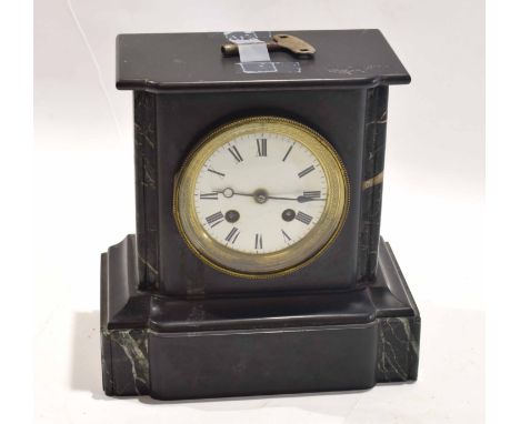 Late 19th century black marble mantel clock, 22cm wide 