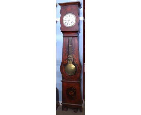 Deby a Lubersac - a 19th century painted pine cased regulator longcase clock, the convex enamelled dial with black Roman nume