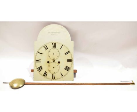 Longcase clock face, movement and pendulum, inscribed "Henry Gunton, Norwich", 45cm high