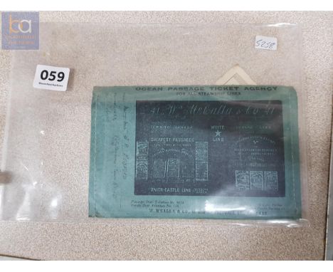 OLD OCEAN PASSAGE TICKET STEAMSHIP WALLET W.MCCALLA BELFAST 