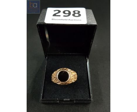 MANS LG FITTING BLACK STONE RING 