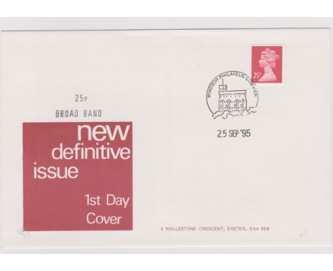 1995 (25 Sept) - Printings/Error FDC Harrison OFNP/DEX yellow fluor 25p, single broad band at left, rare (serviced on first d