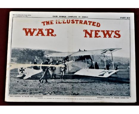 News - The Illustrated War News Feb 1916 black and white - A German Aeroplane taken by the French - interesting item