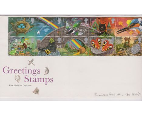 1991 - Good Luck Greetings Booklet pane on GPO FDC with 'The Magic of British Music The Brits 1991' slogan dated Feb 4th. Ex 