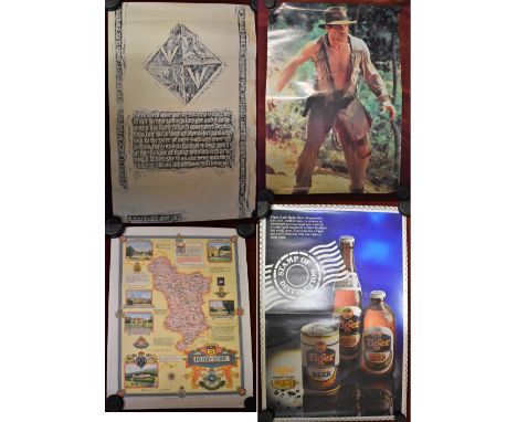 Posters - Indiana Jones II' - 1984-starring Harrison Ford-measures 9cm x 62cm, Tiger Gold Medal Beer' - (2) coloured posters,